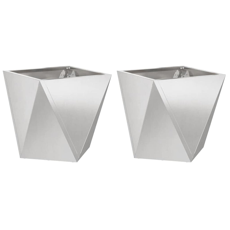 Afbeelding laden in galerijviewer, Vidaxl plantenbak 2 pcs zilver 40 x 40 x 40 cm roestvrij staal
