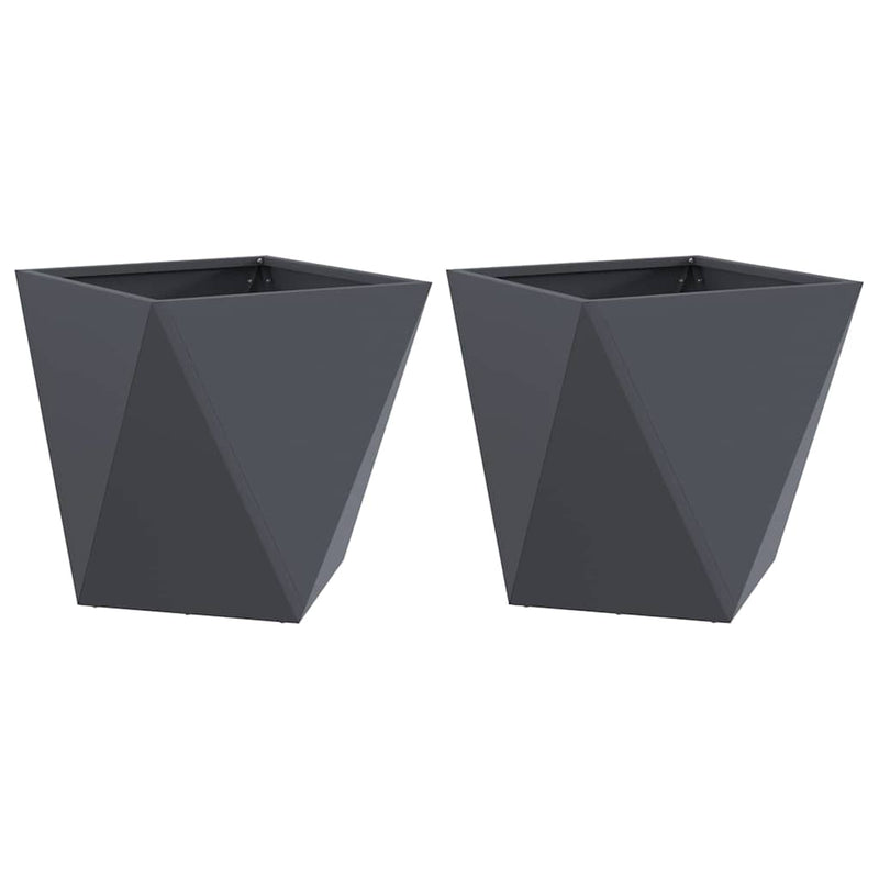 Afbeelding laden in galerijviewer, Vidaxl plantenbak 2 pcs antraciet 50 x 50 x 50 cm staal
