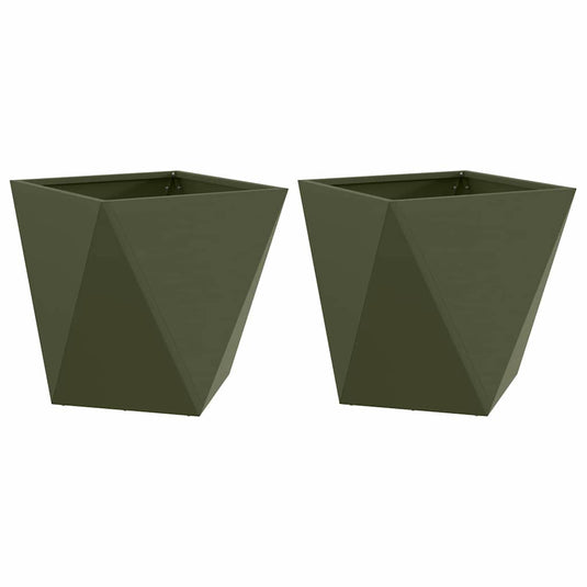 Vidaxl plantenbak 2 pcs olijf groen 50 x 50 x 50 cm staal
