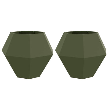 Vidaxl plantenbak 2 pcs olijf groen 100 x 100 x 80 cm staal