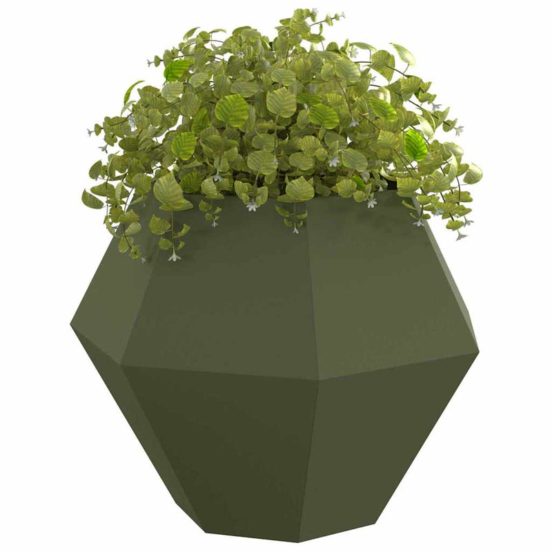 Afbeelding laden in galerijviewer, Vidaxl plantenbak 2 pcs olijf groen 100 x 100 x 80 cm staal
