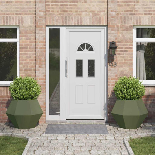 Vidaxl plantenbak 2 pcs olijf groen 75 x 75 x 60 cm staal