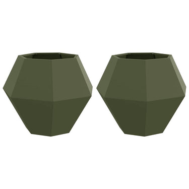 Vidaxl plantenbak 2 pcs olijf groen 75 x 75 x 60 cm staal