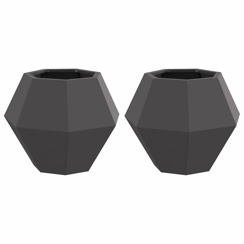 Afbeelding laden in galerijviewer, Vidaxl plantenbak 2 pcs zwart 50 x 50 x 40 cm staal
