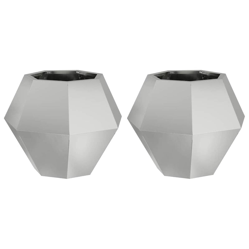 Afbeelding laden in galerijviewer, Vidaxl plantenbak 2 pcs zilver 50 x 50 x 40 cm gegalvaniseerd staal
