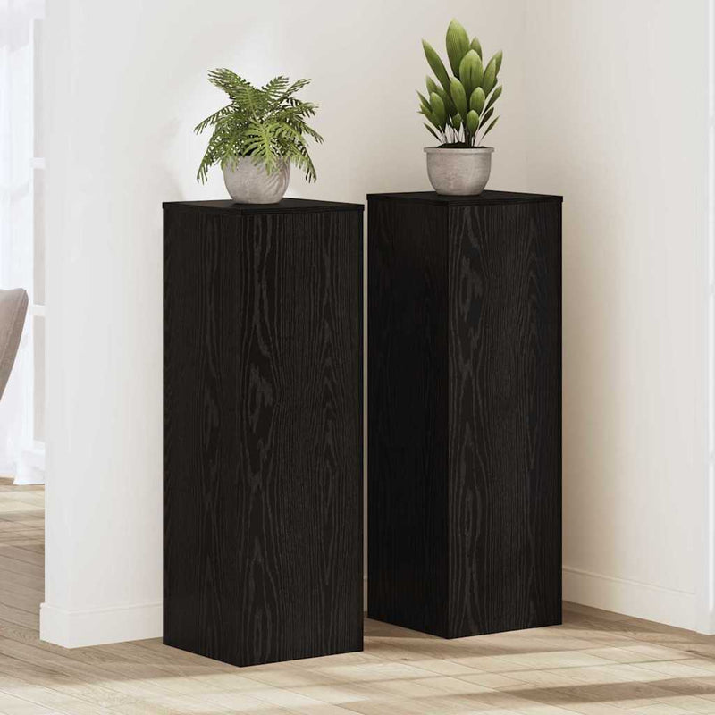 Afbeelding laden in galerijviewer, Vidaxl plantenstandaard 2 pcs zwart eiken 33 x 33 x 100 cm
