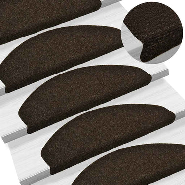 Vidaxl trapmatten zelfklevend 30 stuks 65x21x4 cm donkerbruin halfrond groot