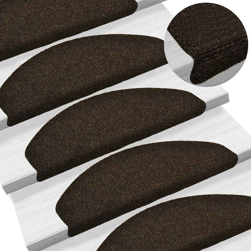 Afbeelding laden in galerijviewer, Vidaxl trapmatten zelfklevend 30 stuks 65x21x4 cm donkerbruin halfrond groot
