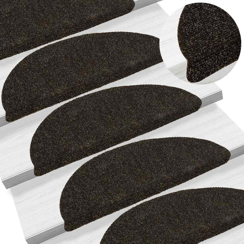 Afbeelding laden in galerijviewer, Vidaxl trapmatten zelfklevend 20 stuks 56x17x3 cm donkerbruin halfrond
