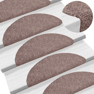 Vidaxl trapmatten zelfklevend 30 stuks 56x17x3 cm lichtbruin halfrond