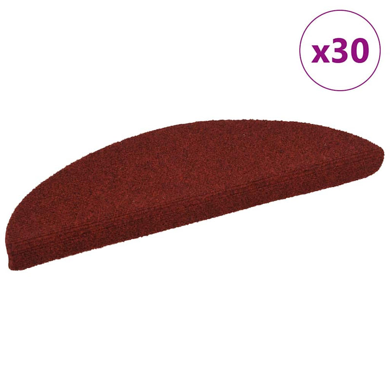 Afbeelding laden in galerijviewer, Vidaxl trapmatten zelfklevend 30 stuks 56x17x3 cm bordeaux rood halfrond

