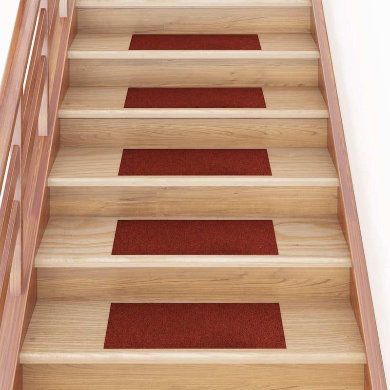 Afbeelding laden in galerijviewer, Vidaxl trapmatten zelfklevend 30 stuks 60x25 cm bordeaux rood rechthoekig
