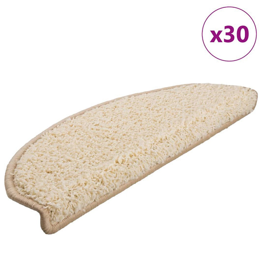Vidaxl trapmatten 30 st 65x21x4 cm crème halfrond groot