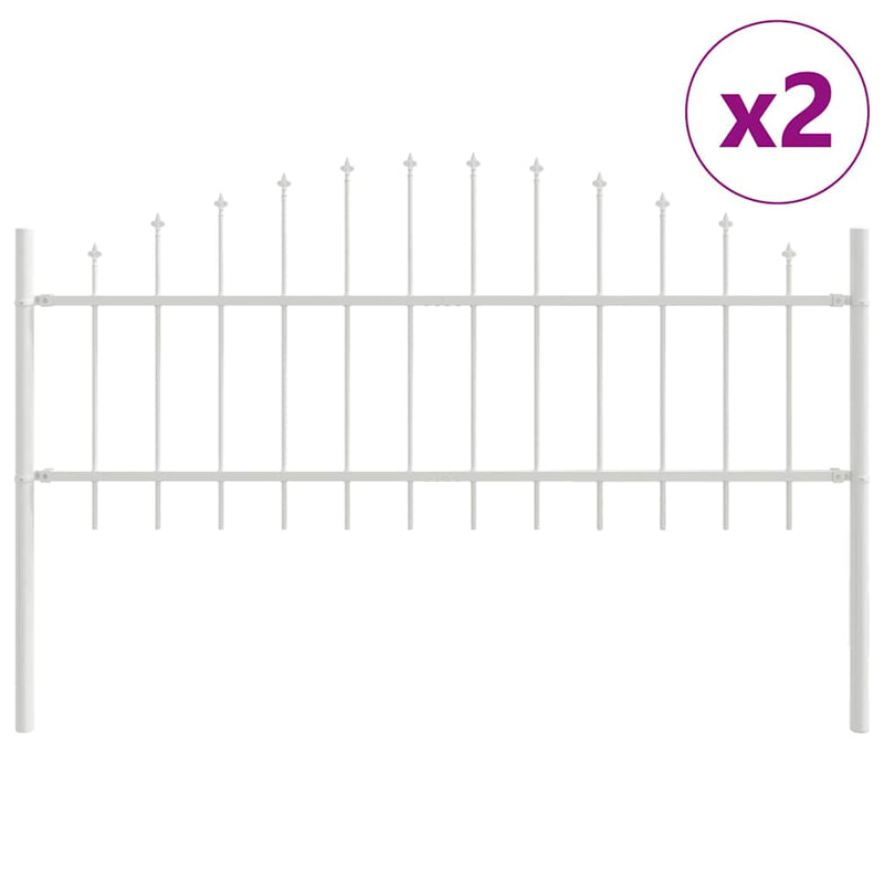 Afbeelding laden in galerijviewer, Vidaxl tuinhek 2 pcs wit 170 x 140 cm gepoedercoat staal
