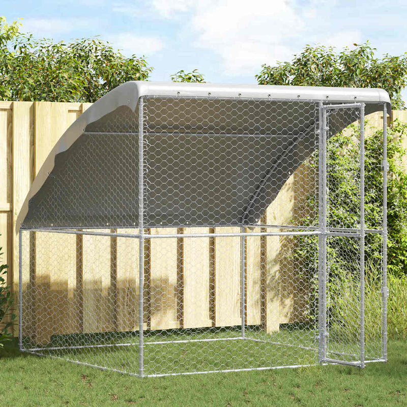 ギャラリービューアに画像をロードする, Vidaxl hondenhok met opslag zilver 2 x 2 x 2 m gegalvaniseerd staal
