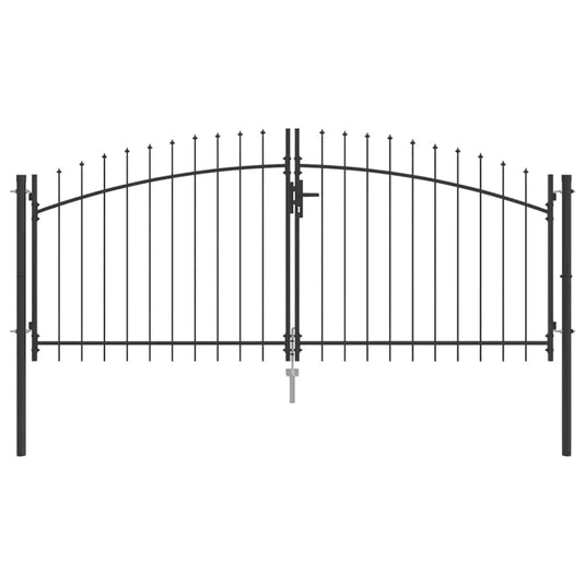 Vidaxl dubbele poort met slot grijs 299,5 x 174,5 cm staal