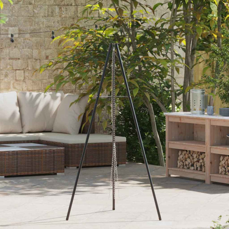 ギャラリービューアに画像をロードする, Vidaxl kampvuur tripod zwart 92 x 92 x 151,5 cm staal
