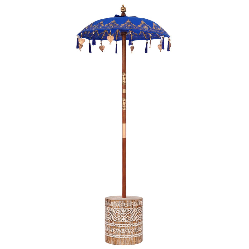 Afbeelding laden in galerijviewer, Vidaxl balinese parasol met basis blauw 95 x 95 x 260 cm
