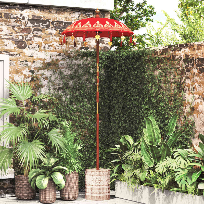 ギャラリービューアに画像をロードする, Vidaxl balinese parasol met basis rood 95 x 95 x 260 cm

