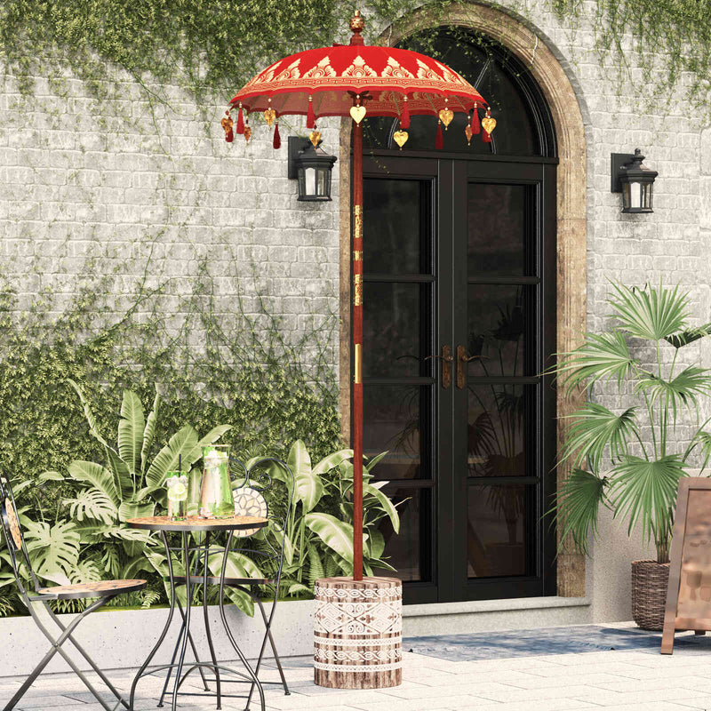 ギャラリービューアに画像をロードする, Vidaxl balinese parasol met basis rood 95 x 95 x 260 cm
