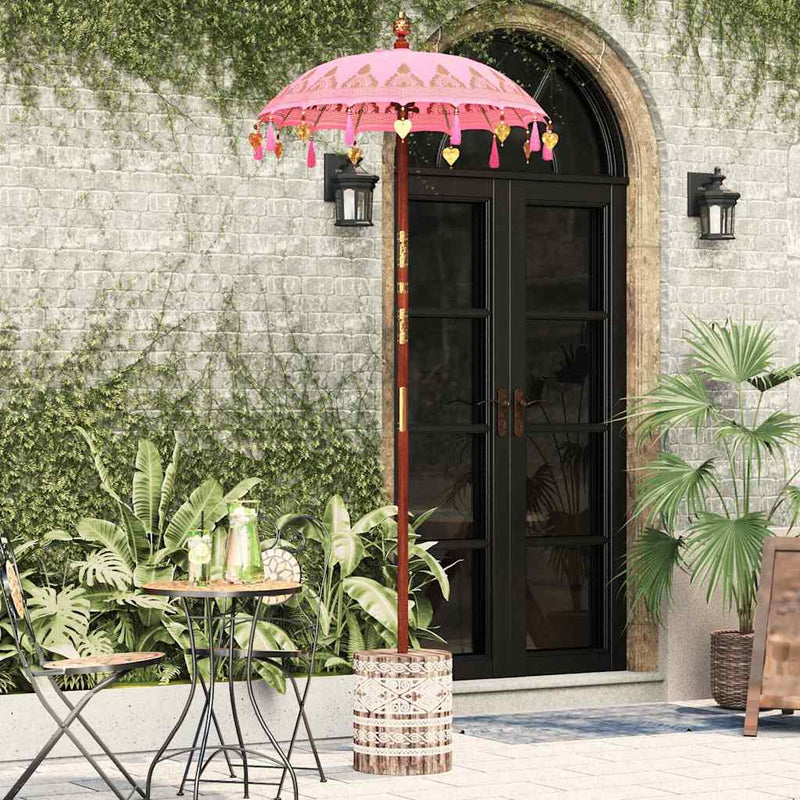 Chargez l'image dans la visionneuse de la galerie, Vidaxl balinese parasol met basis roze 95 x 95 x 260 cm
