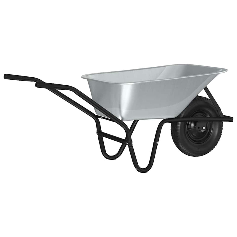 Afbeelding laden in galerijviewer, Vidaxl kruiwagen zilver en zwart 141 x 60 x 57 cm staal
