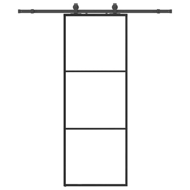 Vidaxl schuifdeur met beslagset 76x205 cm esg glas zwart