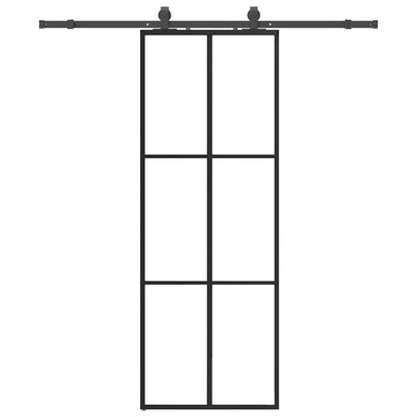 Vidaxl schuifdeur met beslagset 76x205 cm esg glas zwart