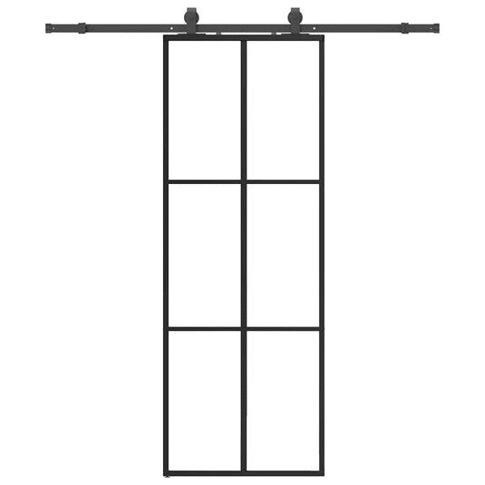 Vidaxl schuifdeur met beslagset 76x205 cm esg glas zwart