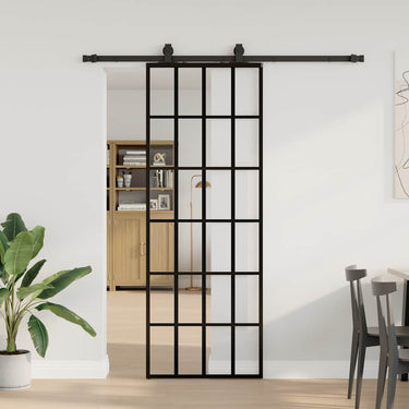 Vidaxl schuifdeur met beslagset 76x205 cm esg glas zwart