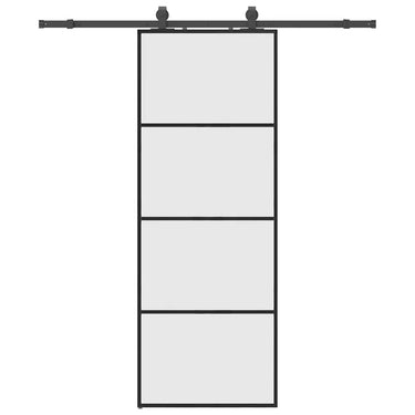 Vidaxl schuifdeur met beslagset 76x205 cm esg glas zwart