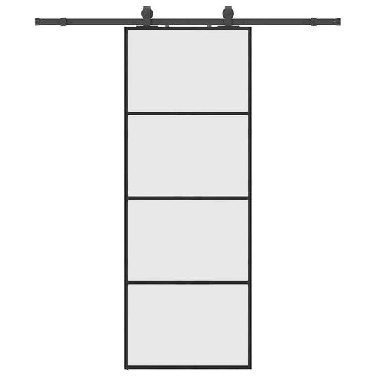 Vidaxl schuifdeur met beslagset 76x205 cm esg glas zwart