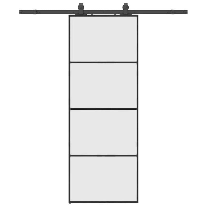 ギャラリービューアに画像をロードする, Vidaxl schuifdeur met beslagset 76x205 cm esg glas zwart
