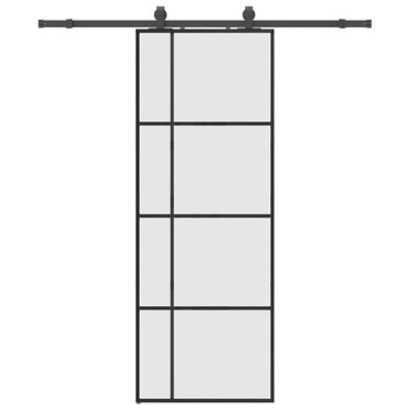 Vidaxl schuifdeur met beslagset 76x205 cm esg glas zwart