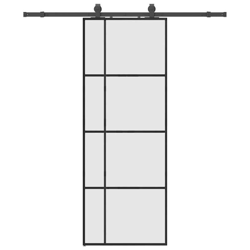 ギャラリービューアに画像をロードする, Vidaxl schuifdeur met beslagset 76x205 cm esg glas zwart
