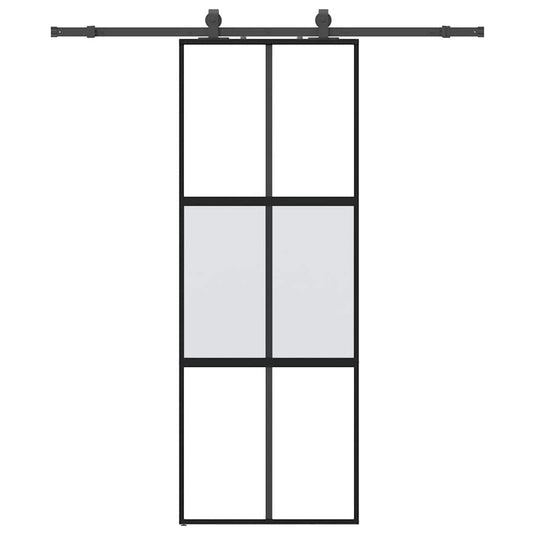 Vidaxl schuifdeur met beslagset 76x205 cm gehard glas zwart