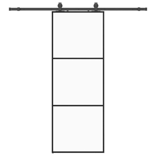 Vidaxl schuifdeur met beslagset 76x205 cm esg glas zwart