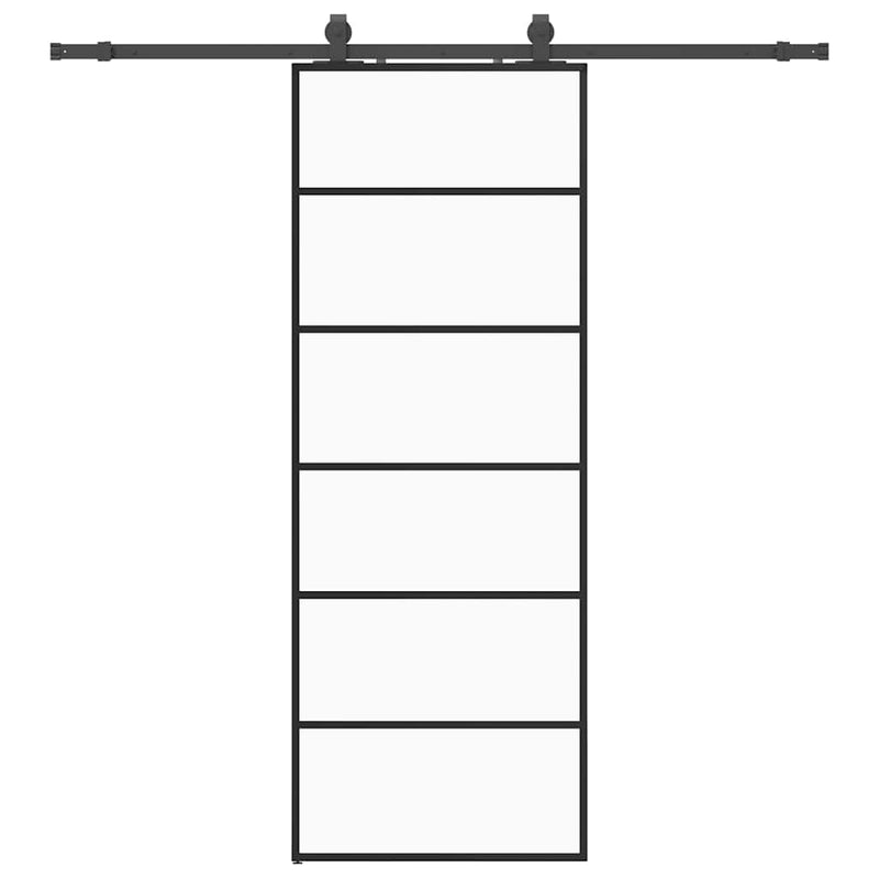 Chargez l'image dans la visionneuse de la galerie, Vidaxl schuifdeur met beslagset 76x205 cm esg glas zwart

