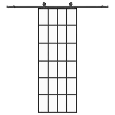 Vidaxl schuifdeur met beslagset 76x205 cm esg glas zwart
