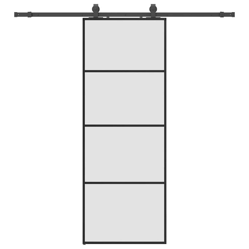 Chargez l'image dans la visionneuse de la galerie, Vidaxl schuifdeur met beslagset 76x205 cm esg glas zwart
