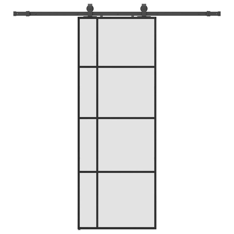 Chargez l'image dans la visionneuse de la galerie, Vidaxl schuifdeur met beslagset 76x205 cm esg glas zwart
