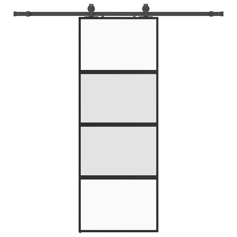 Chargez l'image dans la visionneuse de la galerie, Vidaxl schuifdeur met beslagset 76x205 cm gehard glas zwart
