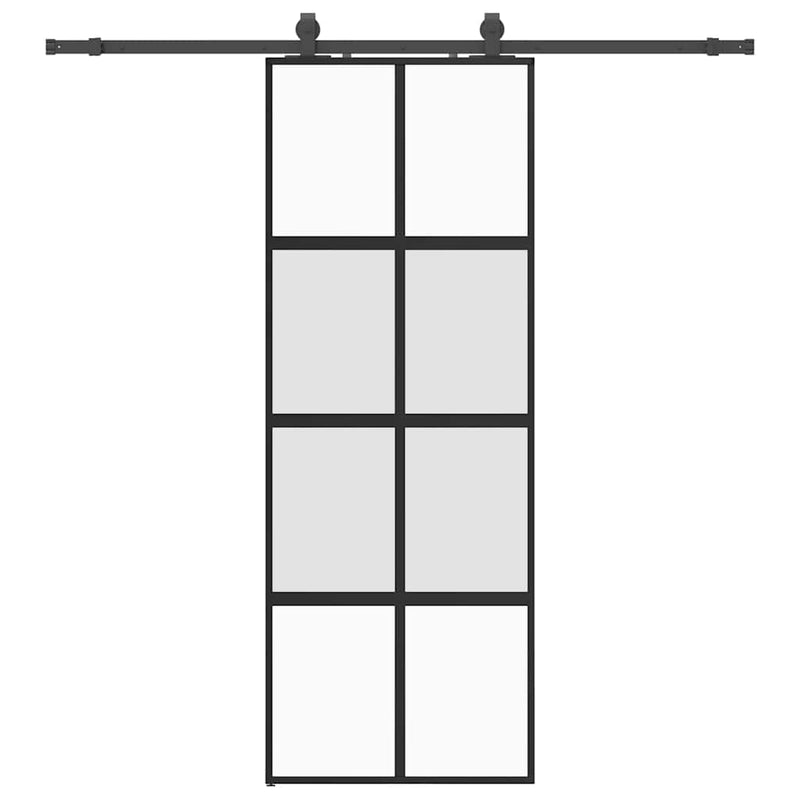 Afbeelding laden in galerijviewer, Vidaxl schuifdeur met beslagset 76x205 cm gehard glas zwart
