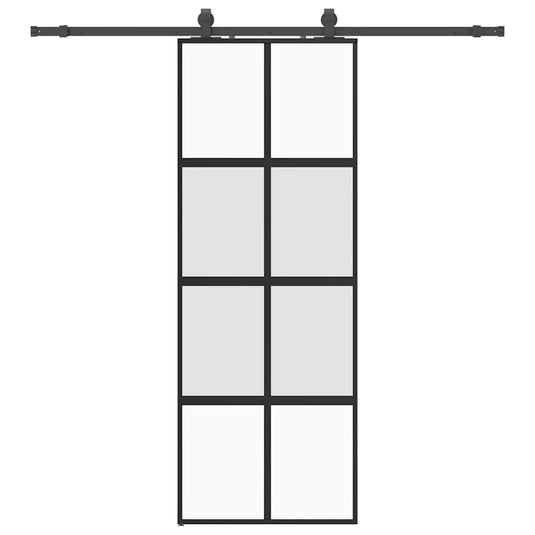 Vidaxl schuifdeur met beslagset 76x205 cm gehard glas zwart