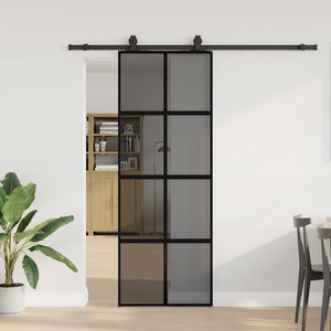 Vidaxl schuifdeur met beslagset 76x205 cm gehard glas zwart
