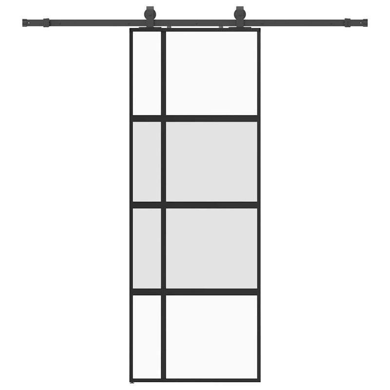 Afbeelding laden in galerijviewer, Vidaxl schuifdeur met beslagset 76x205 cm gehard glas zwart
