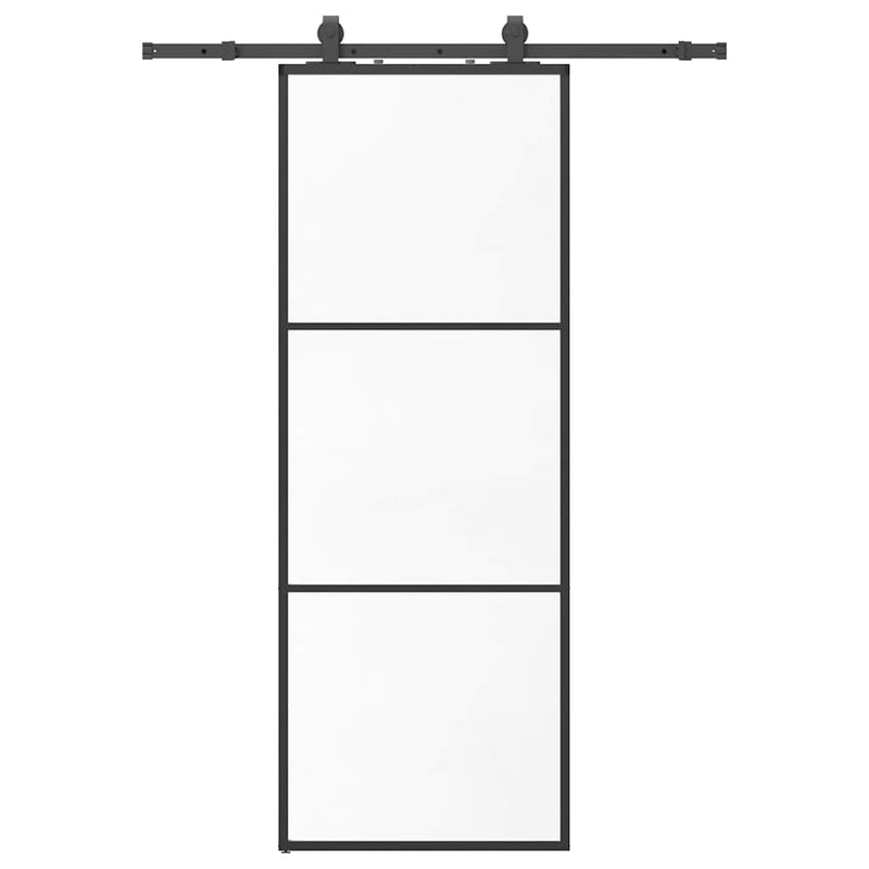 Chargez l'image dans la visionneuse de la galerie, Vidaxl schuifdeur met beslagset 76x205 cm esg glas zwart
