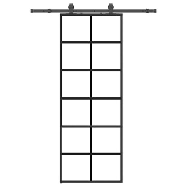 Vidaxl schuifdeur met beslagset 76x205 cm esg glas zwart