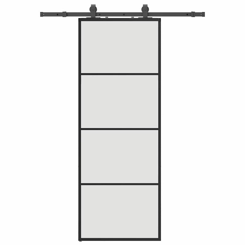 Chargez l'image dans la visionneuse de la galerie, Vidaxl schuifdeur met beslagset 76x205 cm esg glas zwart

