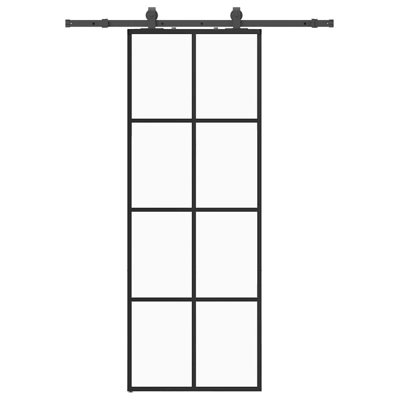 Chargez l'image dans la visionneuse de la galerie, Vidaxl schuifdeur met beslagset 76x205 cm esg glas zwart
